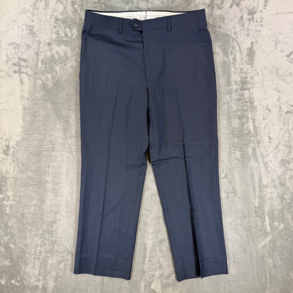 Santorelli Romeo Luxury Dress Pants Men's Size 34 Blue Virgin Wool Made in Italy
